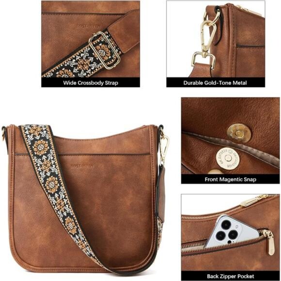 Crossbody Bags for Women Trendy Vegan Leather Hobo Purses Shoulder - Picture 5 of 7